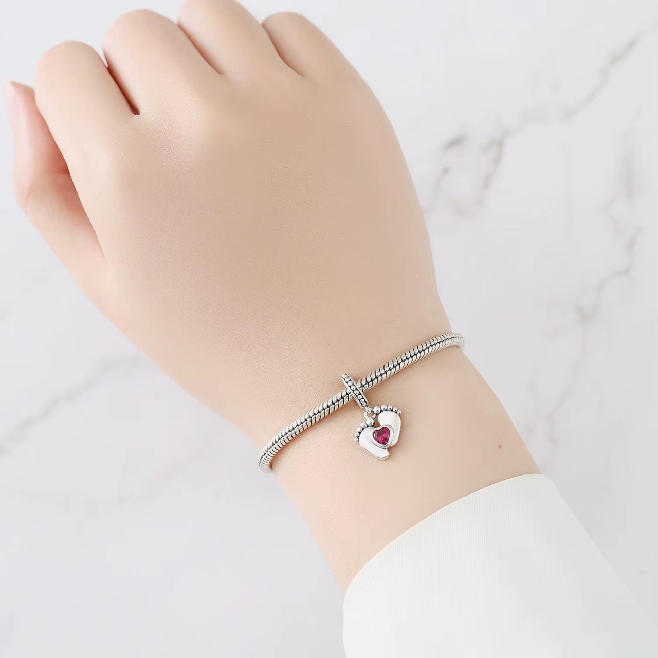 Charm/talisman argint 925, JW1660, model Baby steps, placat cu rodiu - poza 2