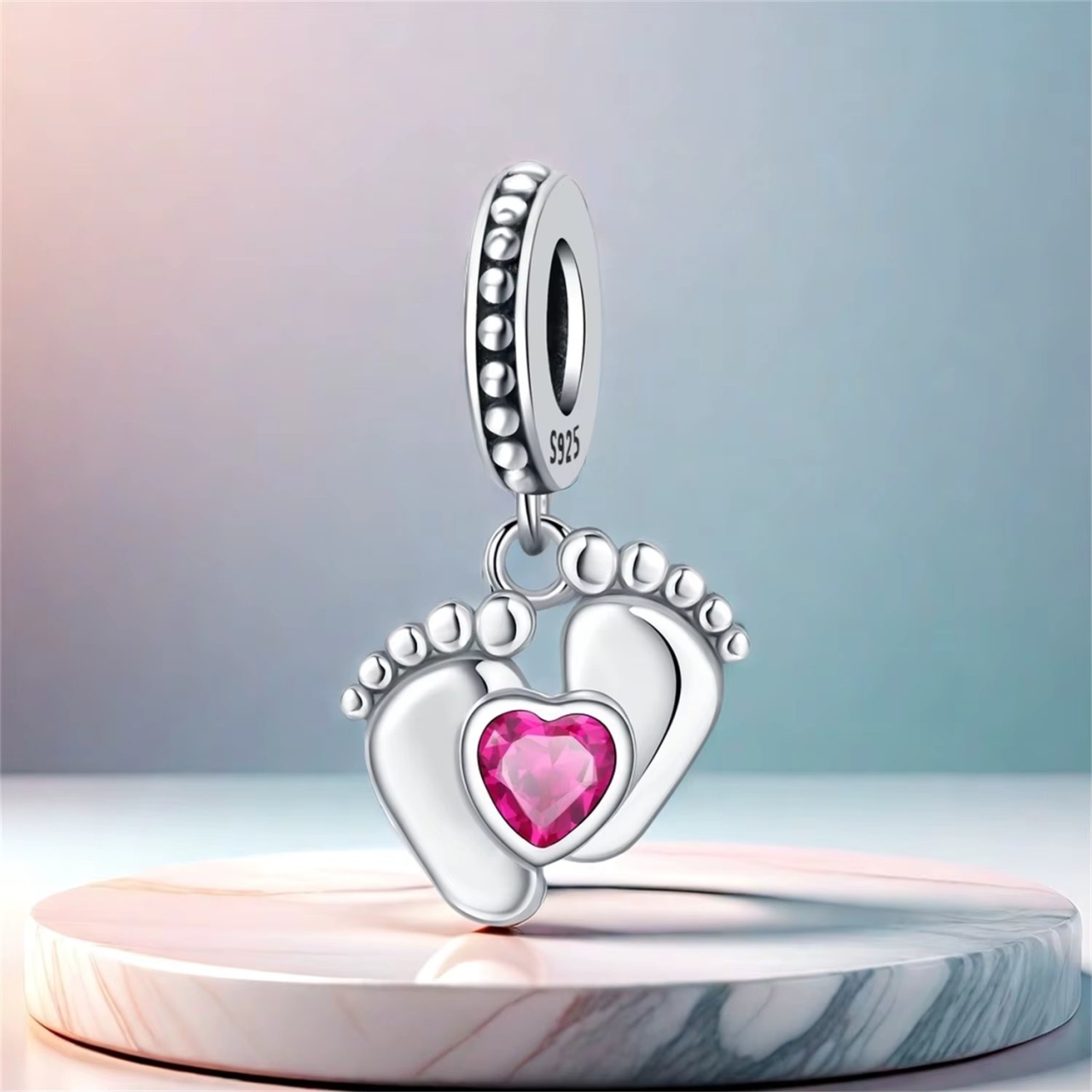 Charm/talisman argint 925, JW1660, model Baby steps, placat cu rodiu - poza 3