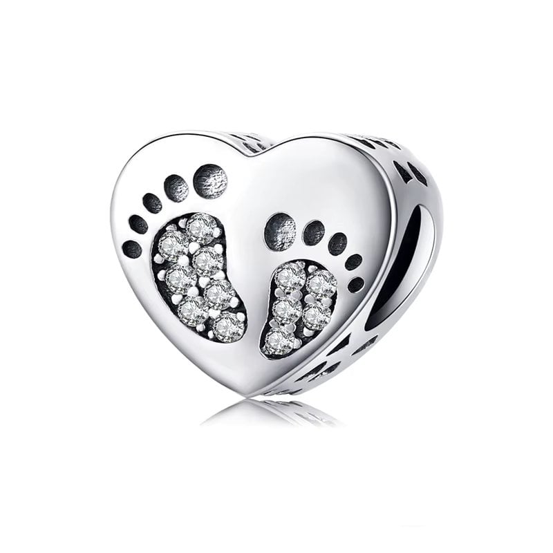 Charm/talisman argint 925, JW1665, model footprint, placat cu rodiu - poza 1