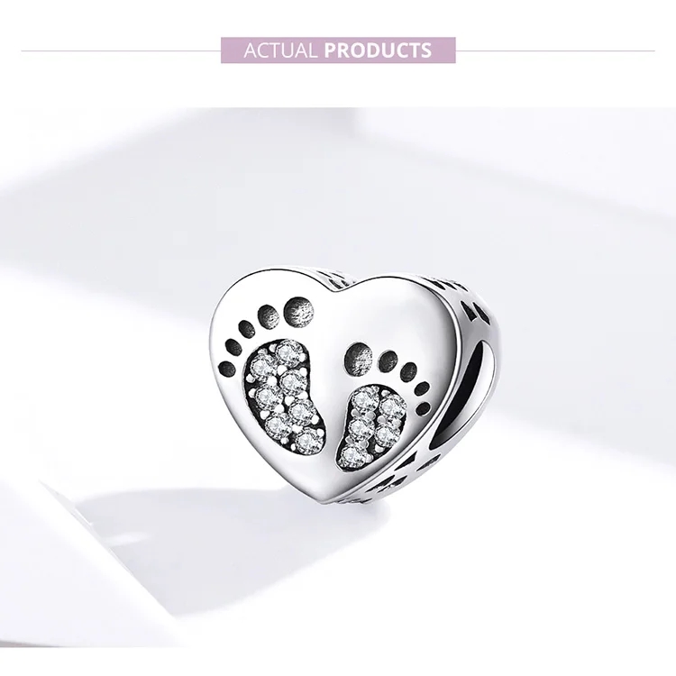 Charm/talisman argint 925, JW1665, model footprint, placat cu rodiu - poza 2