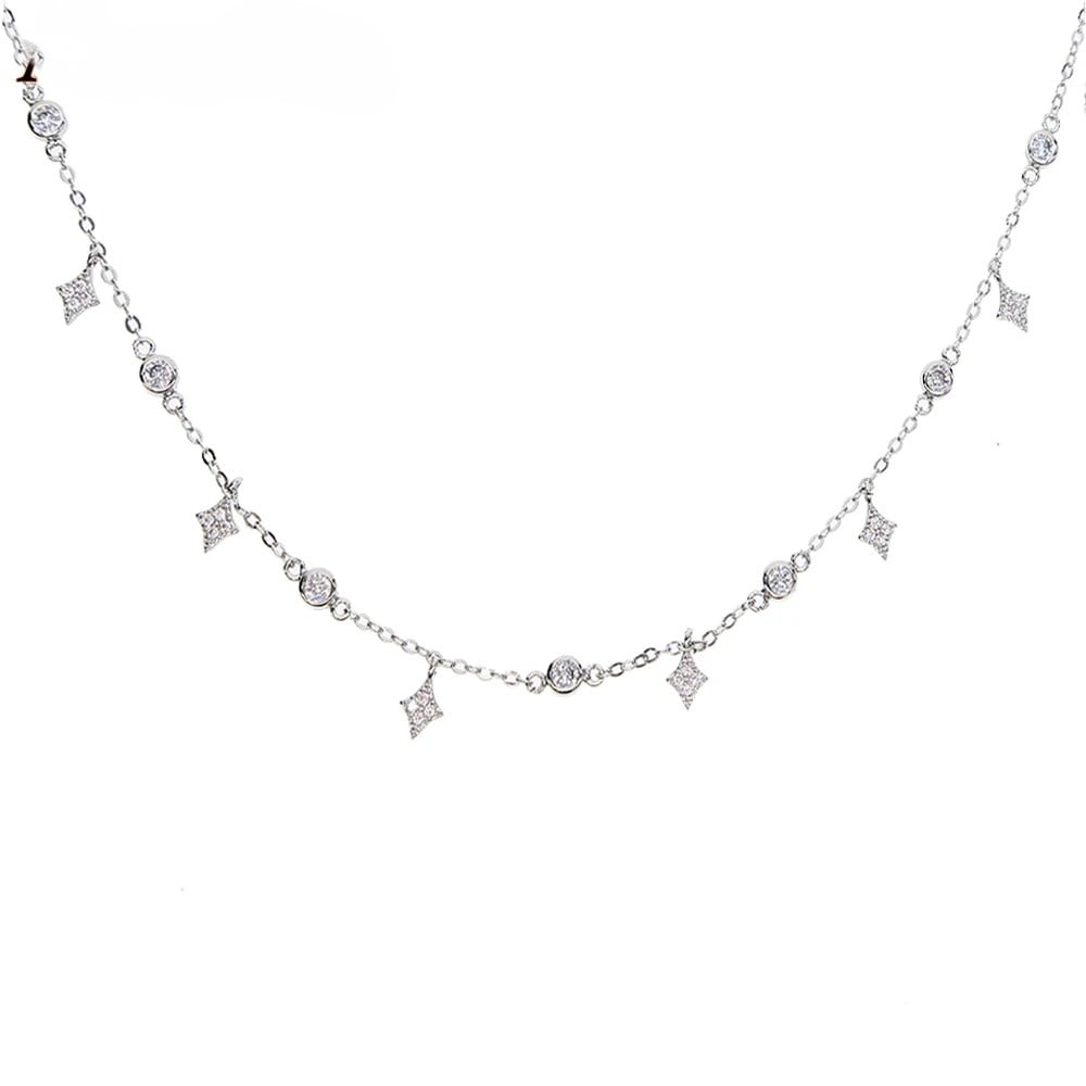Chocher argint 925, JW1131, model stelute, placat cu rodiu - poza 1