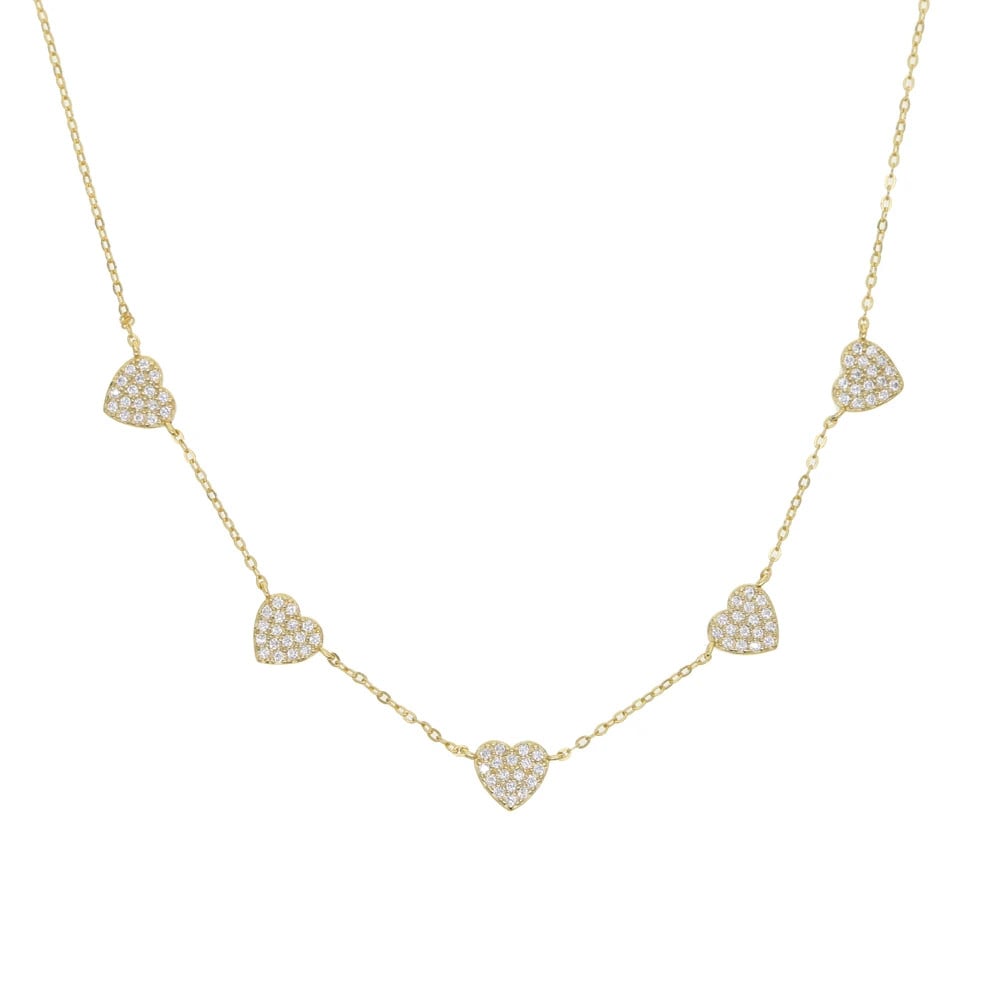 Chocher argint 925, JW639, model inimioare cu zirconiu, placat cu aur - poza 1