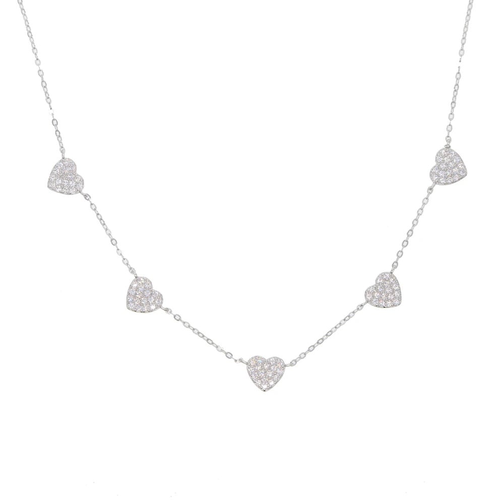 Chocher argint 925, JW640, model inimioare cu zirconiu, placat cu rodiu - poza 1