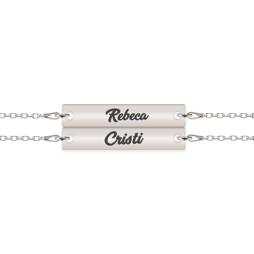 Chris - Set bratari personalizate tablita cu nume pentru cuplu din argint 925