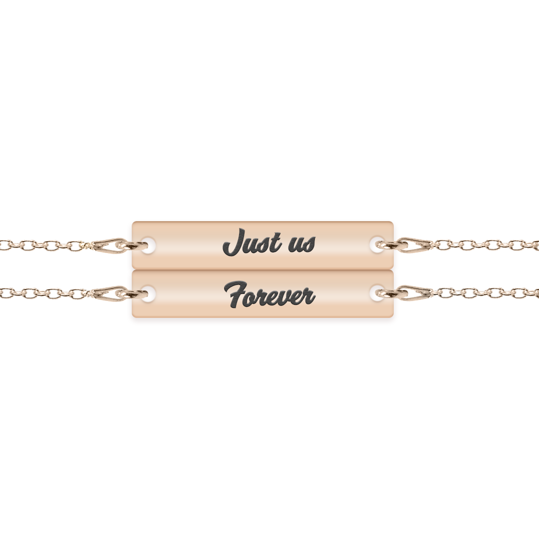 Chris - Set bratari personalizate tablita cu nume pentru cuplu din argint 925 placat cu aur roz