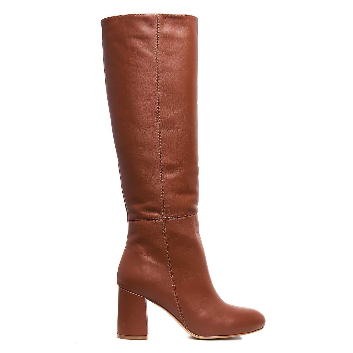 Cizme Clara Piele Naturala, Sub Genunchi, Maro-Caramel - 41 / 9.5cm - Gros Drept