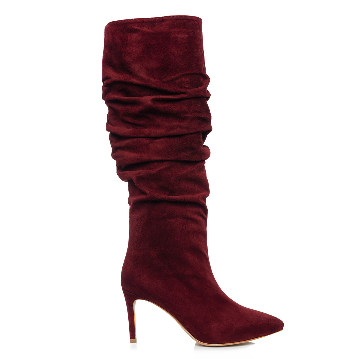 Cizme Crete Piele Intoarsa Eva 40, Burgundy - 37 / 8 cm