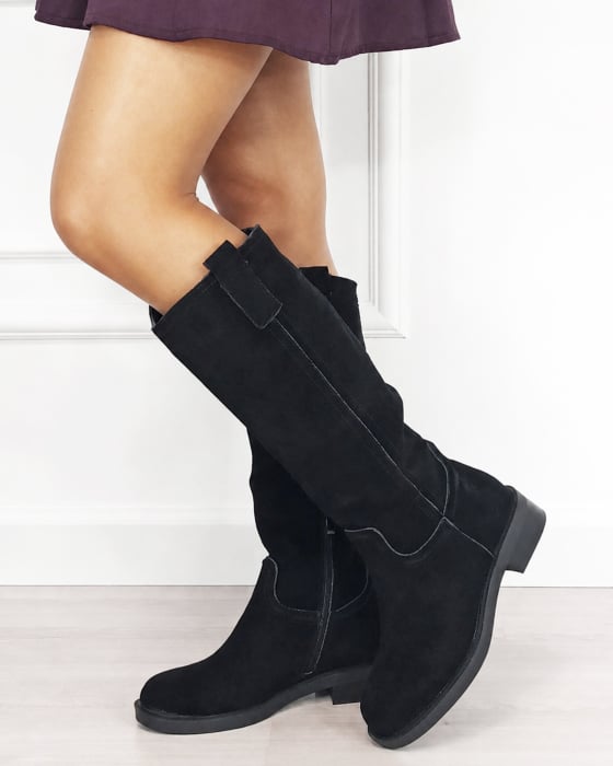 Cizme dama lungi negre din piele naturala 5313 19