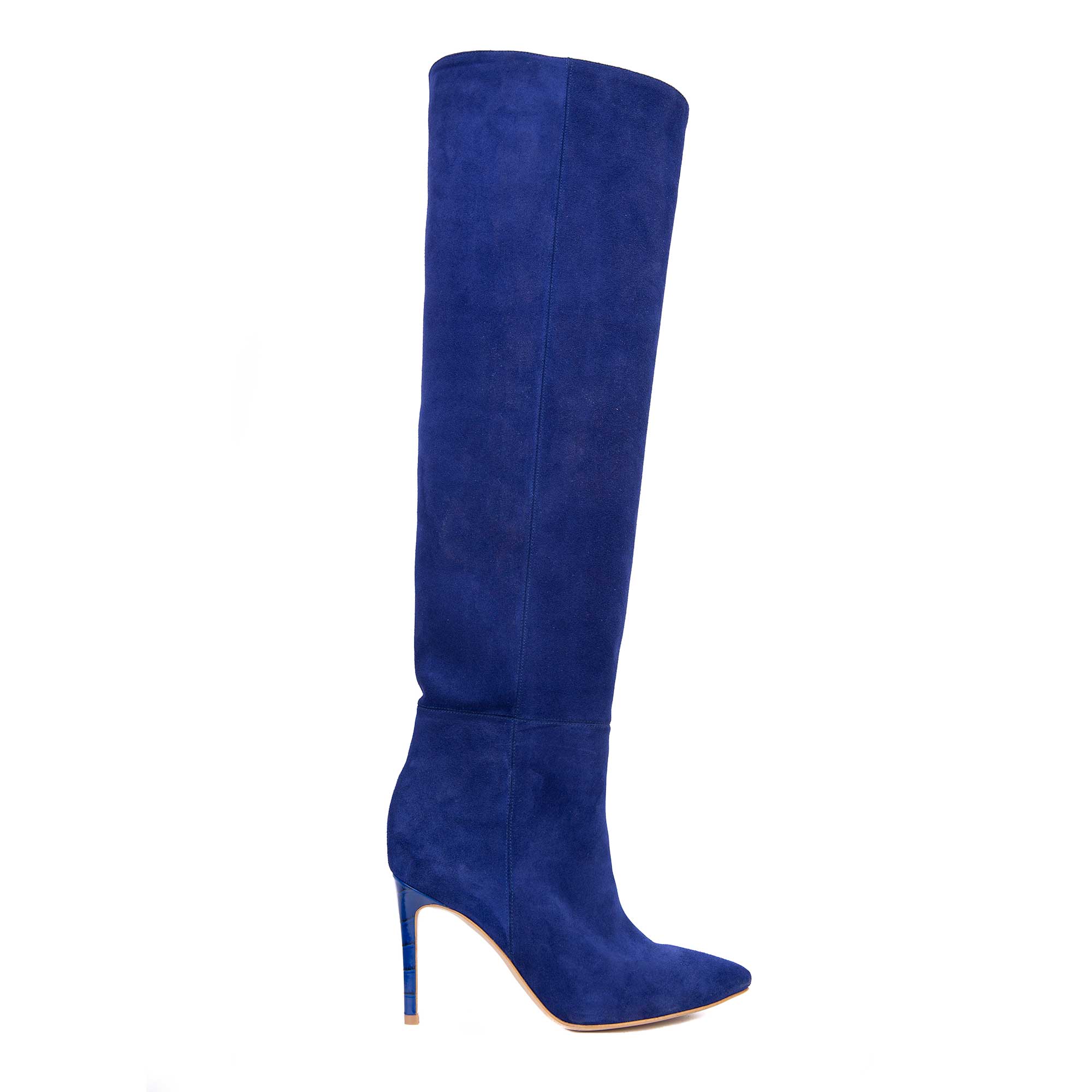 Cizme Lungi Milana Piele Intoarsa, Bleumarin - 37 / 8 cm