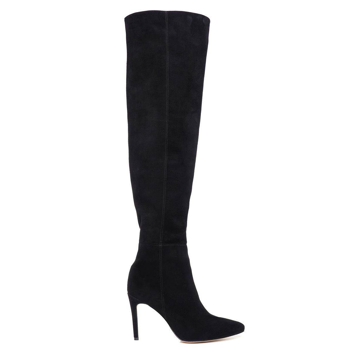 Cizme Lungi Milana Piele Intoarsa, Negre - 35 / 11 cm