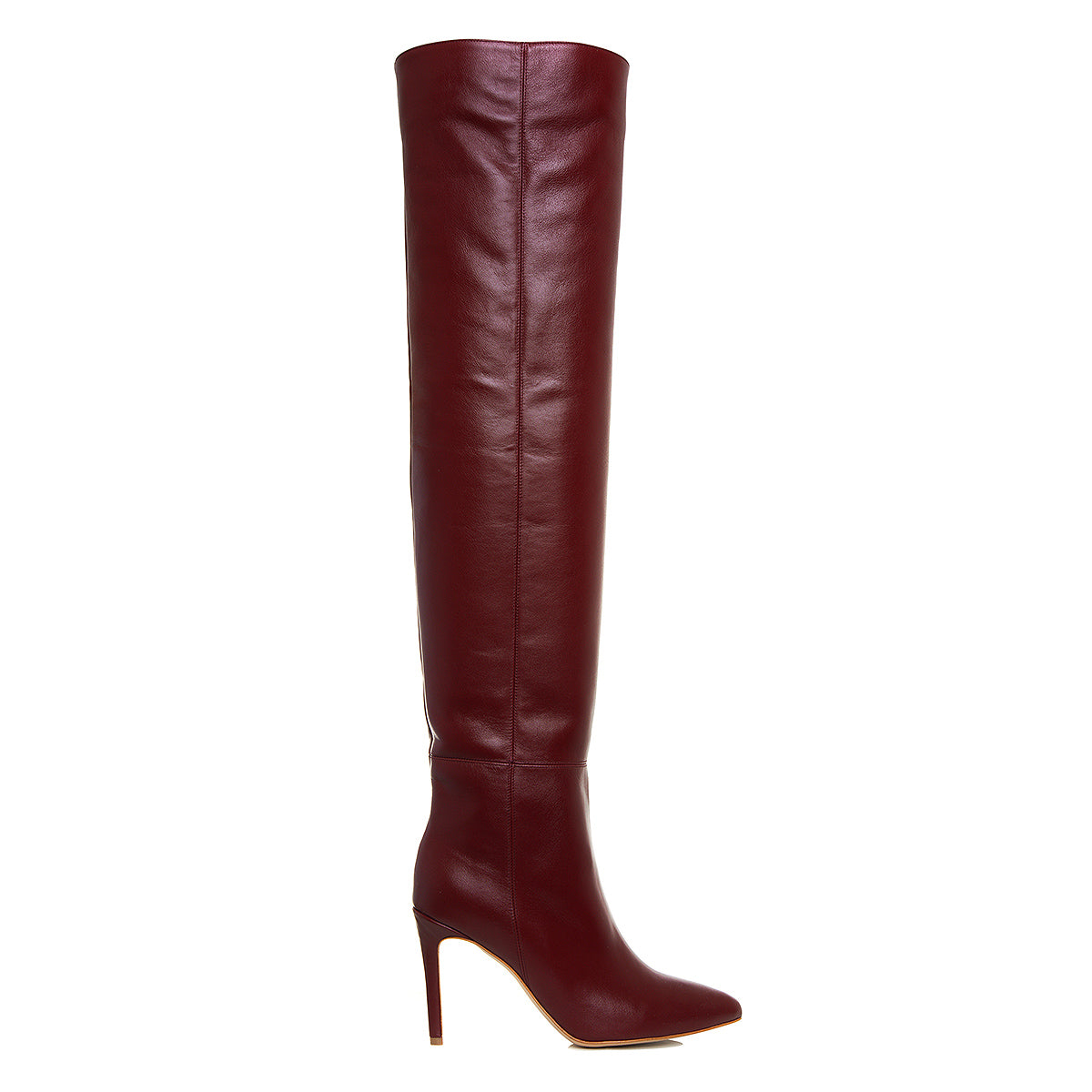 Cizme Lungi Milana Piele Naturala, Burgundy - 38 / 9.5 cm