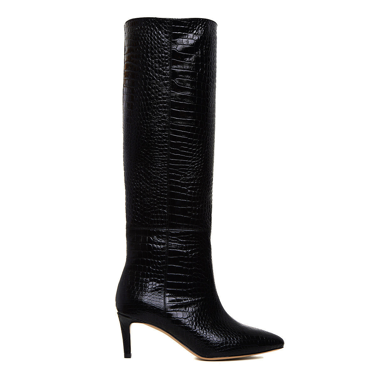 Cizme Milla Piele Embosata, Sub Genunchi, Negre - 41 / 9.5 cm