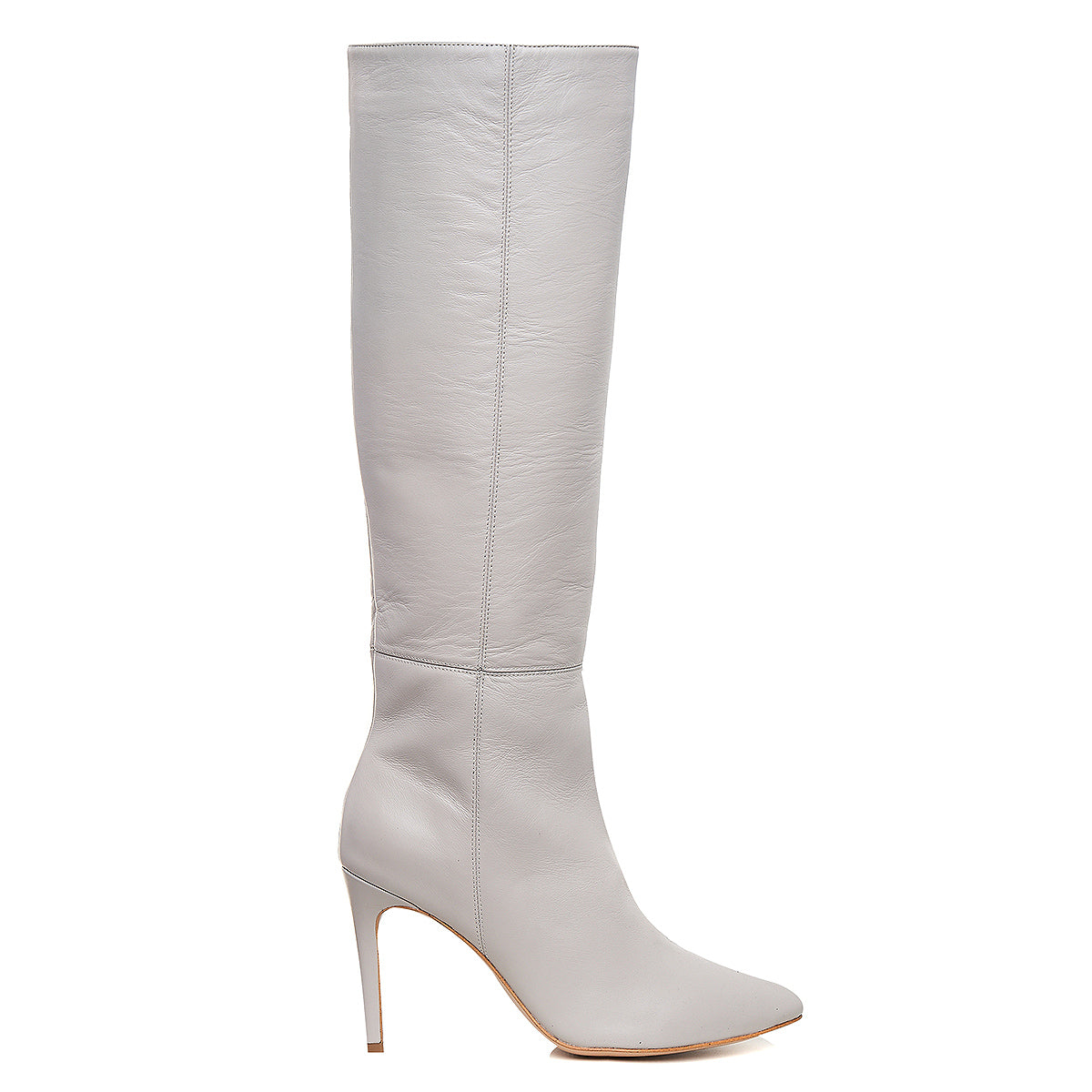 Cizme Milla Piele Naturala, Sub Genunchi, Gri Deschis - 41 / 8 cm