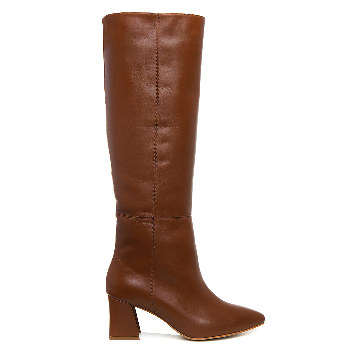 Cizme Milla Piele Naturala, Sub Genunchi, Maron-Caramel, Toc Gros - 38 / 8 cm