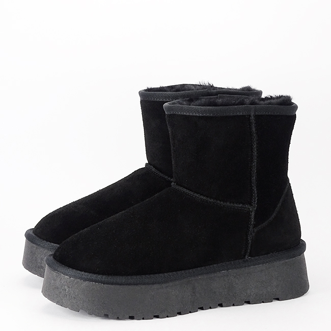 Cizme scurte negre din piele naturala W5825 110