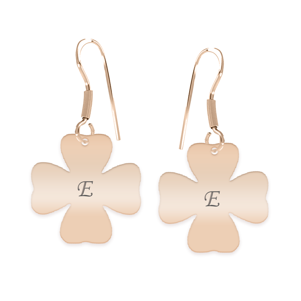 Clover - Cercei personalizati trifoi decupat din argint 925 placat cu aur roz