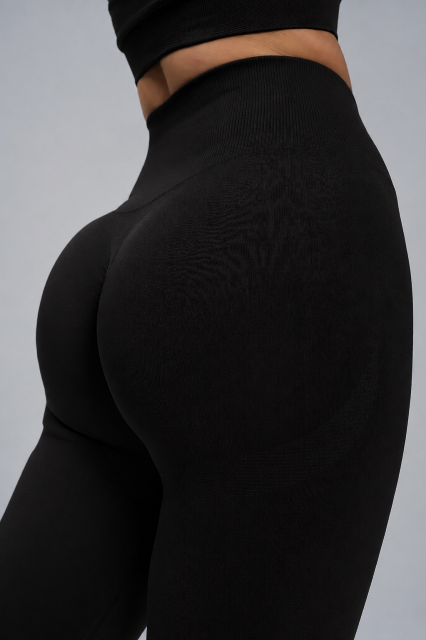 Colanți Seamless Push-Up cu Efect de Ridicare și Evidențiere a Feselor, LGS12, negru - poza 2