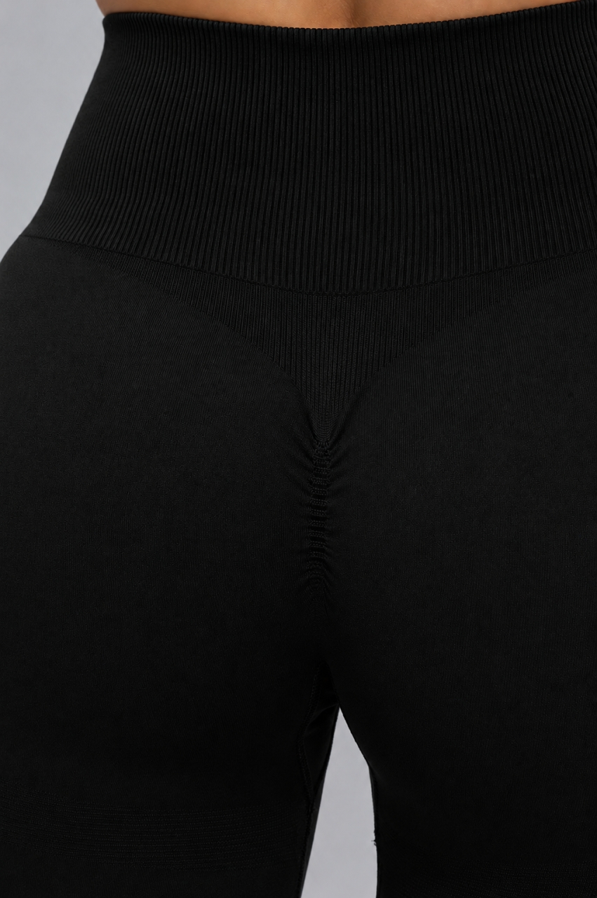 Colanți Seamless Push-Up cu Efect de Ridicare și Evidențiere a Feselor, LGS12, negru - poza 4