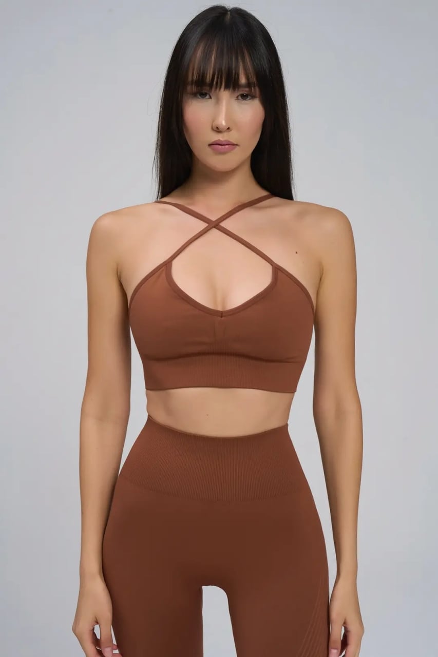 Colanți Seamless Push-Up cu Efect de Ridicare și Evidențiere a Feselor, LGS13, maro - poza 2
