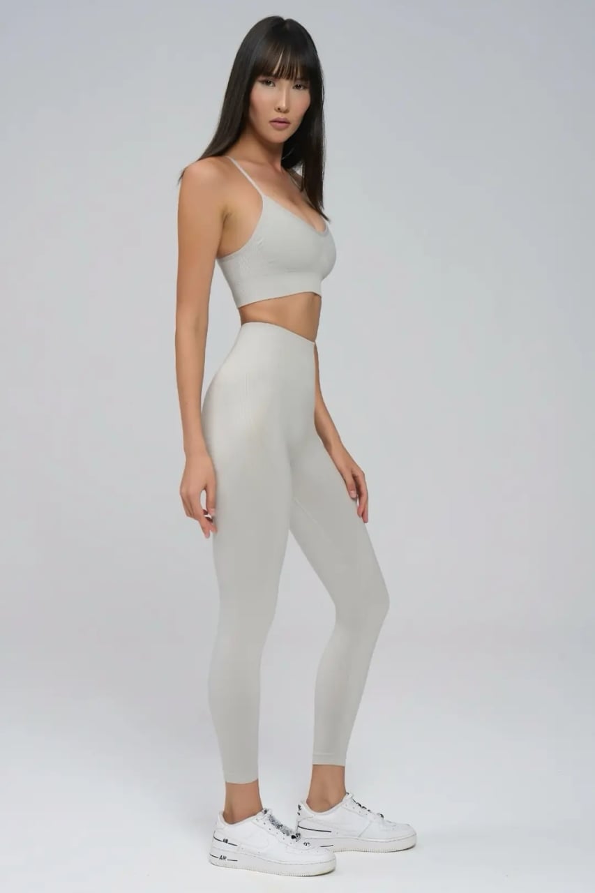 Colanți Seamless Push-Up cu Efect de Ridicare și Evidențiere a Feselor, LGS16, gri deschis - poza 4