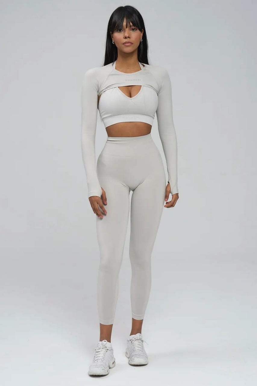 Colanți Seamless Push-Up cu Efect de Ridicare și Evidențiere a Feselor, LGS16, gri deschis - poza 5