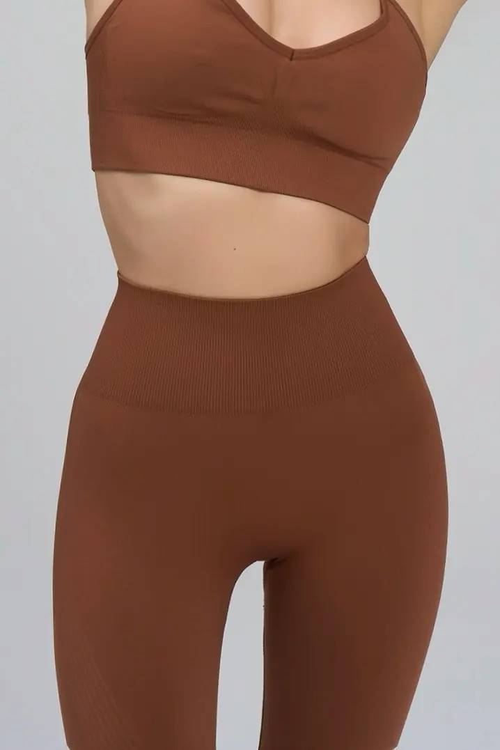Colanti sport fara cusaturi, cu efect push-up, LGS08, maro - poza 4