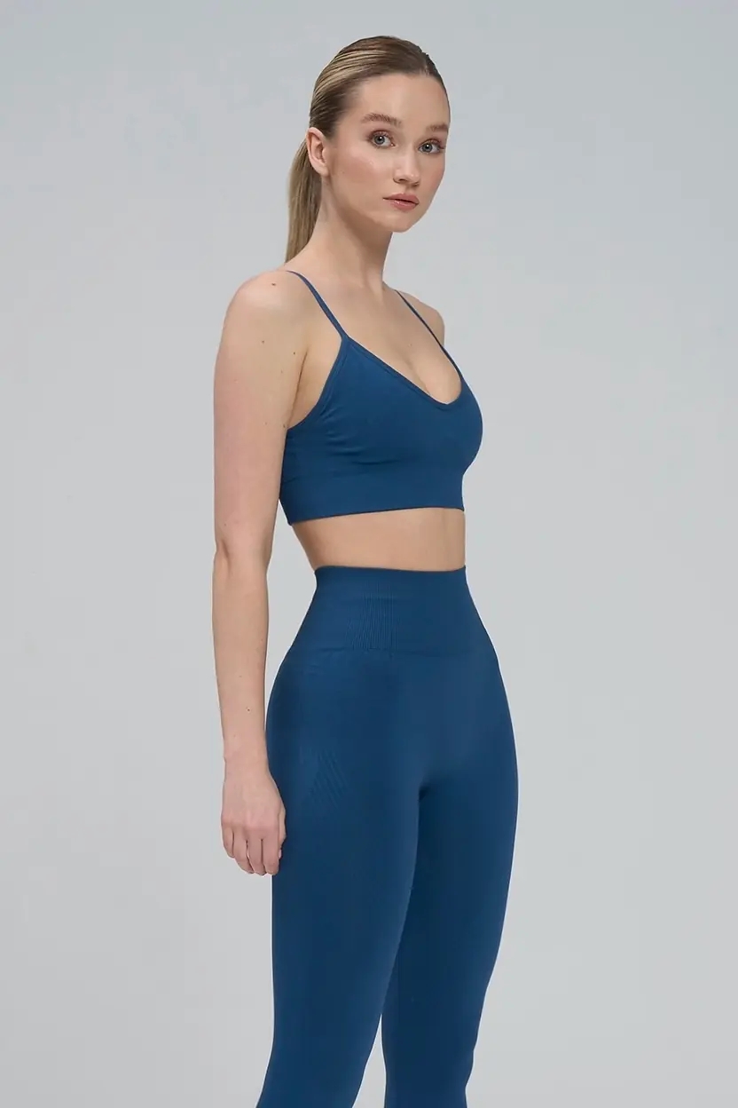 Colanti sport fara cusaturi, cu efect push-up, LGS10, albastru - poza 3