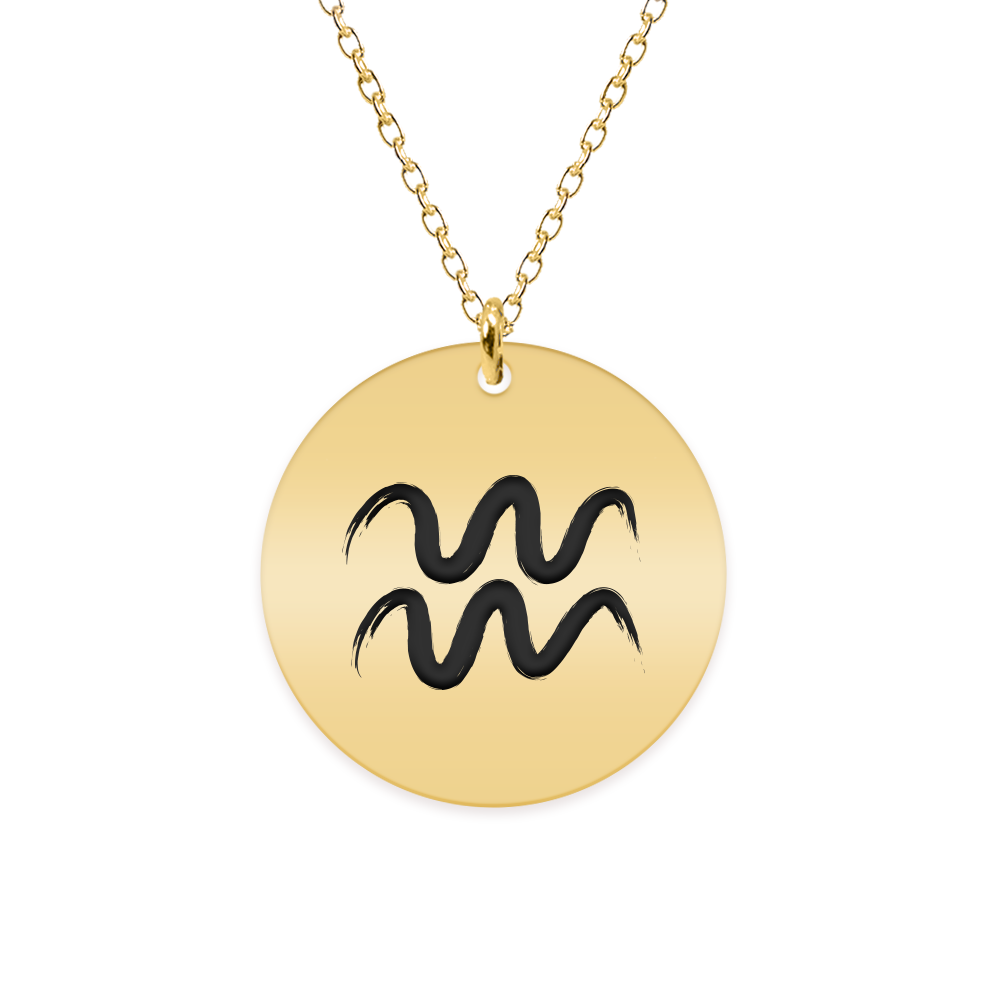 Colier argint 925 placat cu aur galben 24K personalizat cu semn zodiacal Varsator