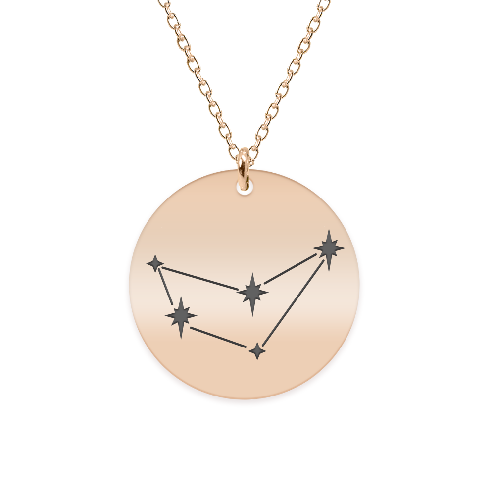 Colier argint 925 placat cu aur Roz personalizat cu constelatii - Capricorn