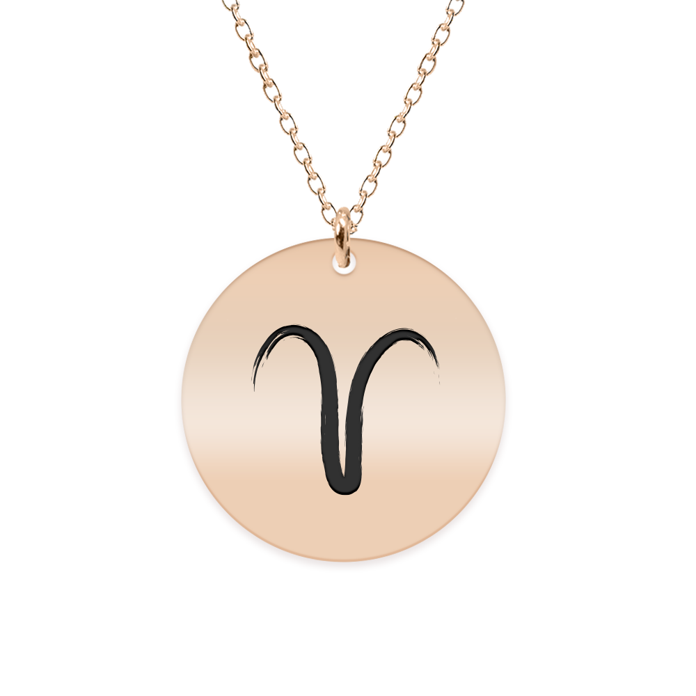 Colier argint 925 placat cu aur Roz personalizat cu semn zodiacal Berbec