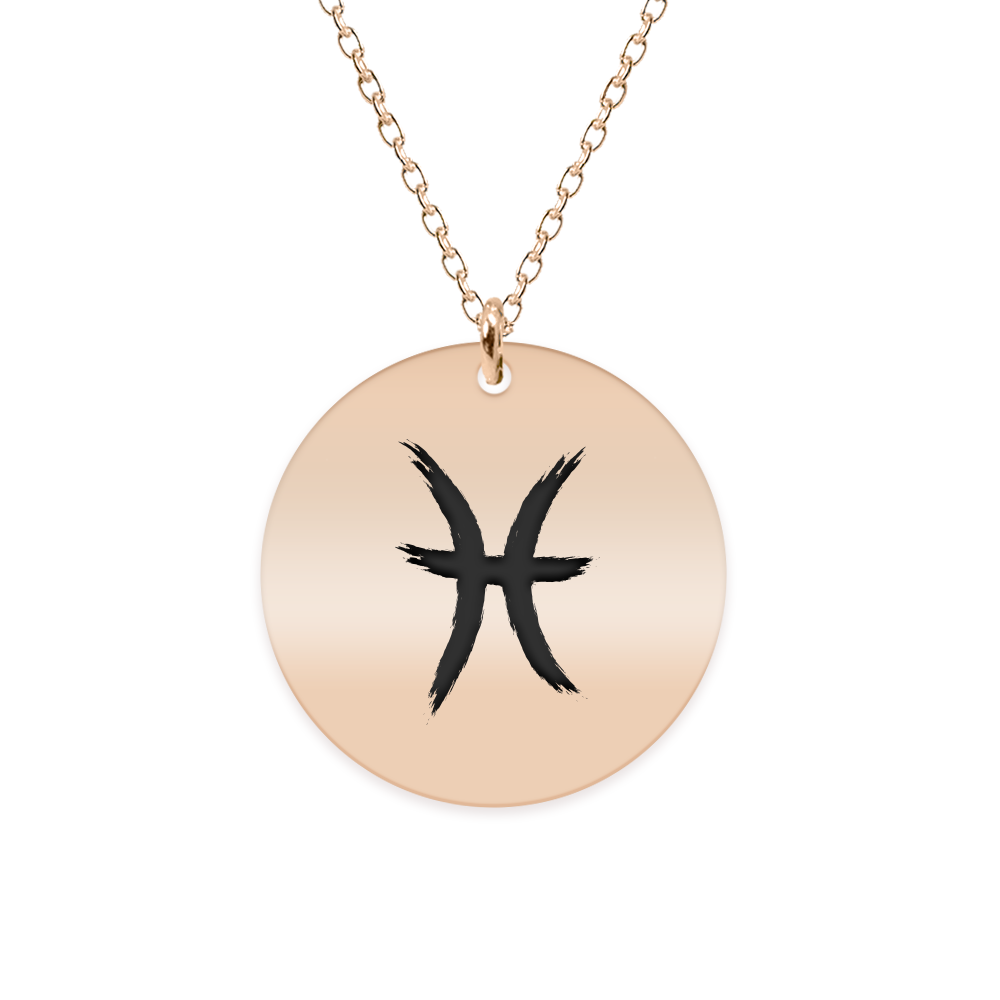 Colier argint 925 placat cu aur Roz personalizat cu semn zodiacal Pesti