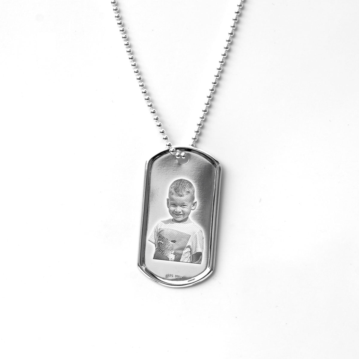 Colier argint barbati cu Dogtag personalizat gravat cu poza