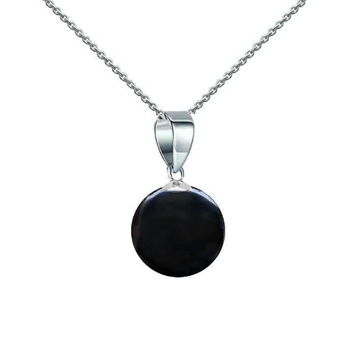 Colier Argint cu Pandantiv Argint si Piatra Semipretioasa Naturala de Onix de 8 mm