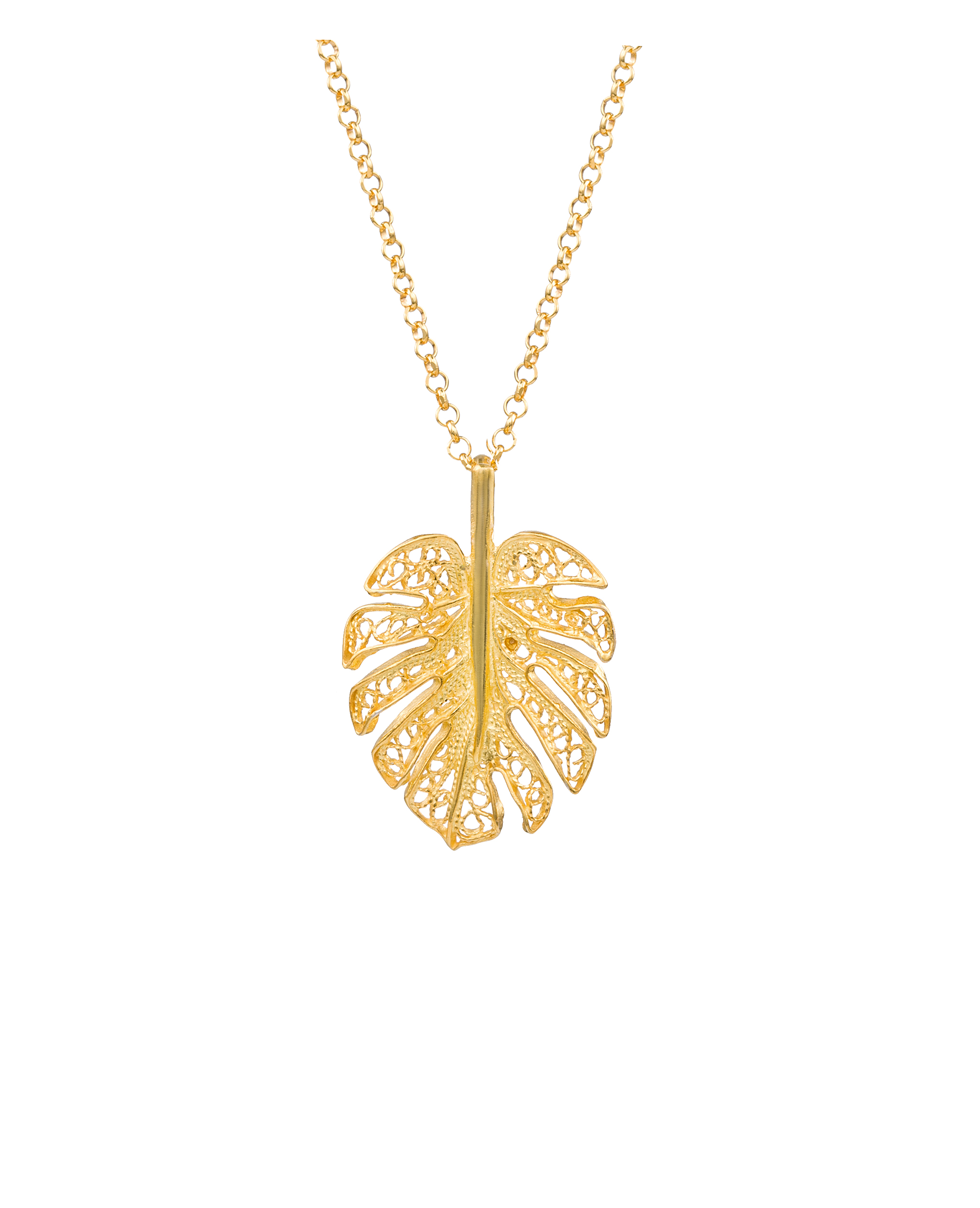 Colier Argint Placat cu Aur - Monstera