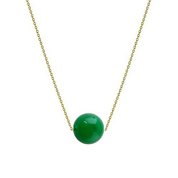 Colier Aur 14k cu Jad Natural Malaesian de 10 mm