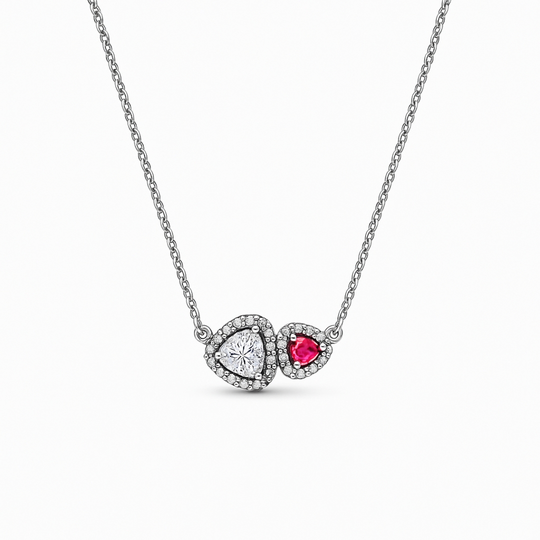 Colier Dublu Heart Silver cu Argint