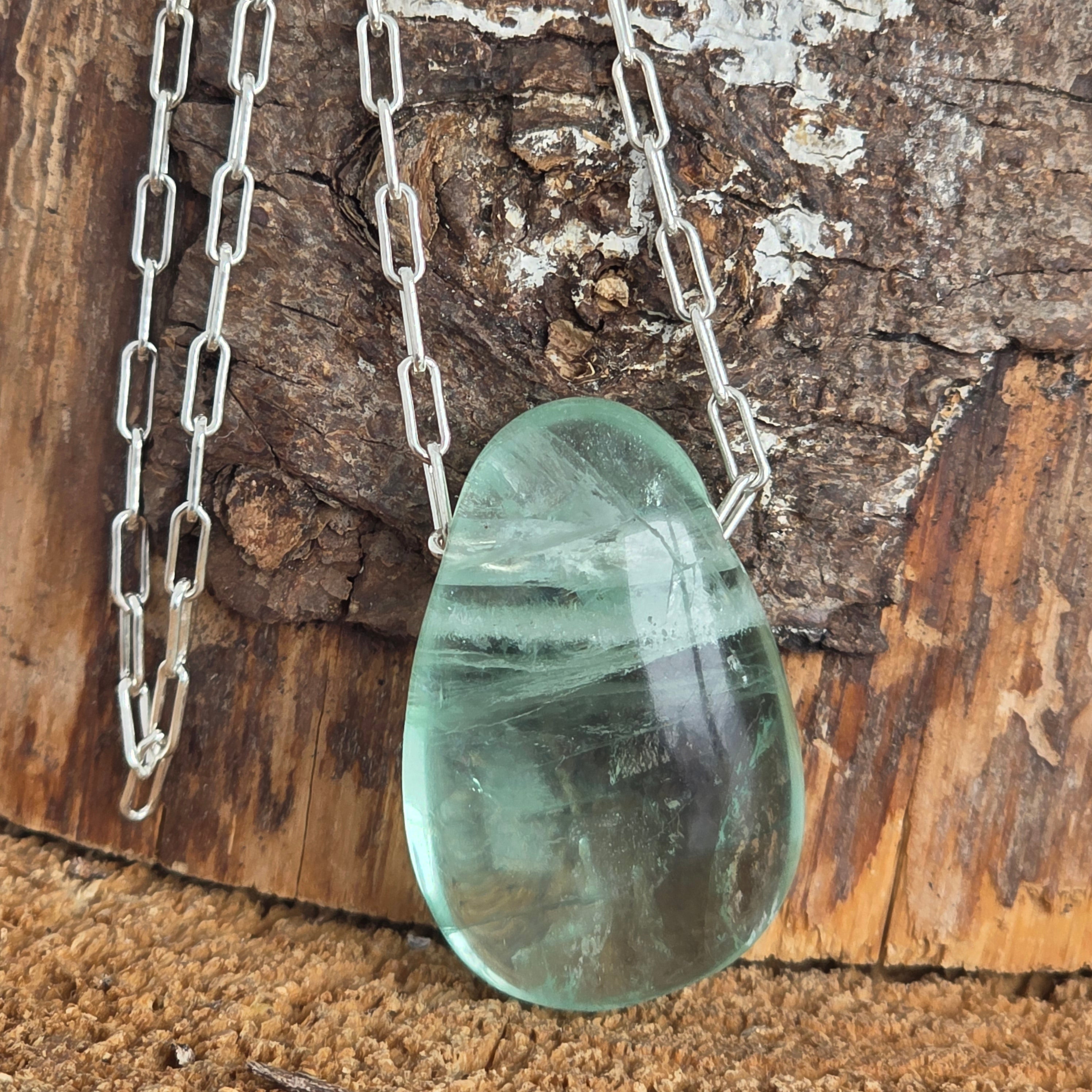 Colier fluorit verde model SILVER DROP