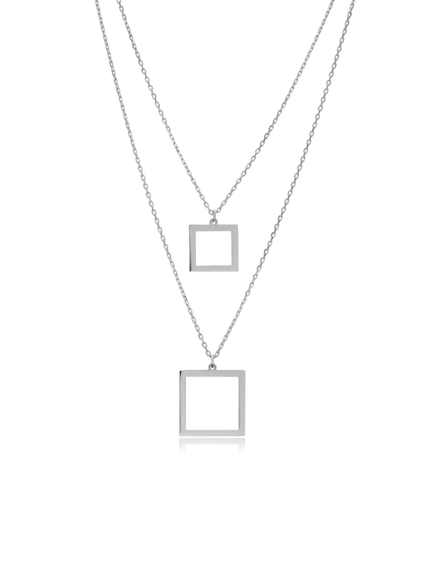 Colier Geometric din Argint – Dual Square (Auriu / Argintiu)