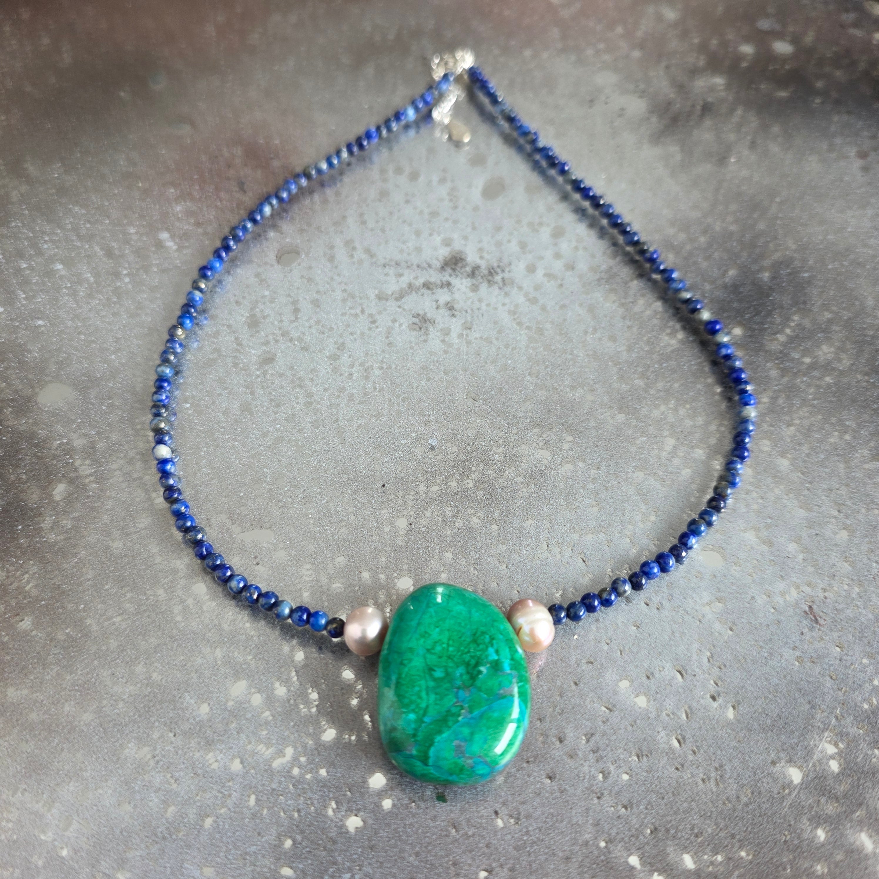 Colier lapis lazuli, perle si howlit Deep #99