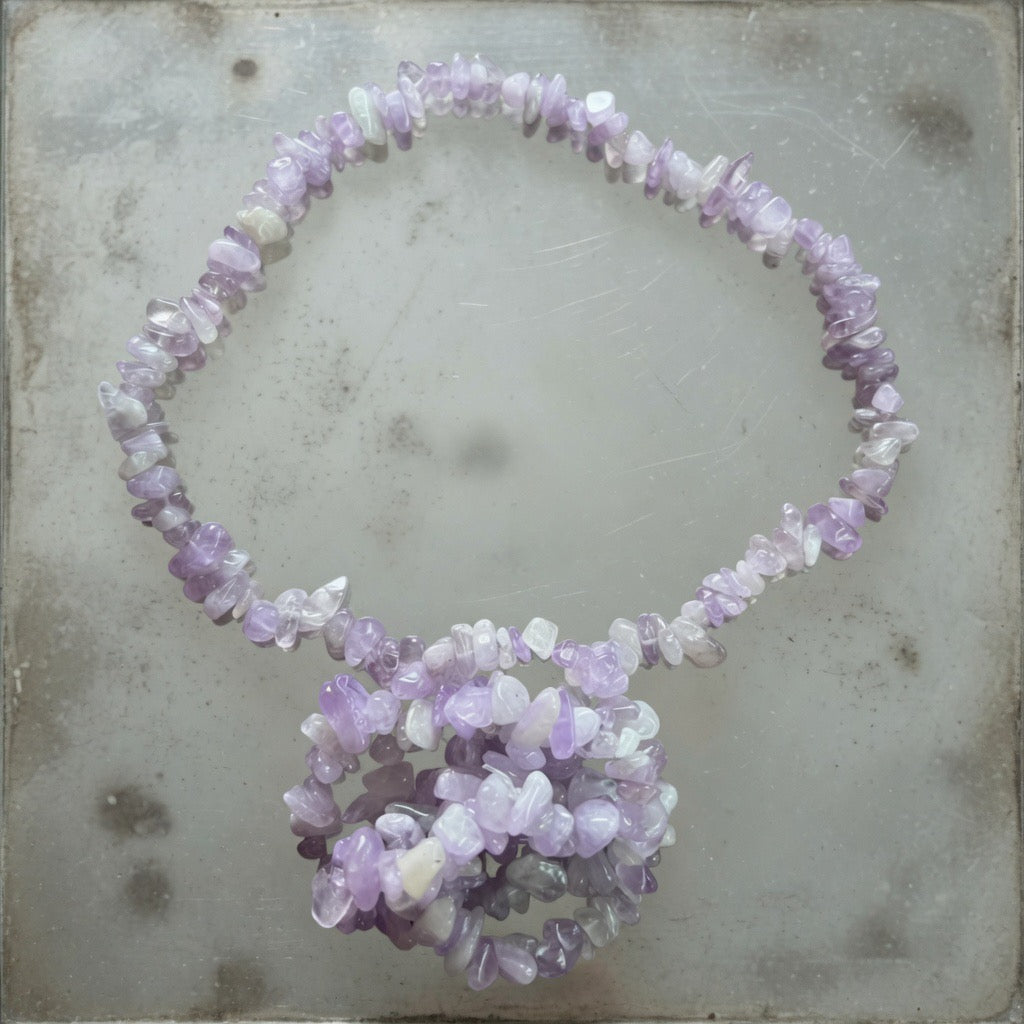Colier lung chipsuri ametist lavanda