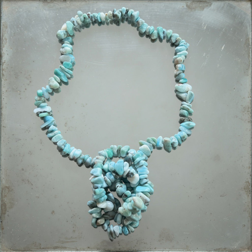 Colier lung chipsuri larimar