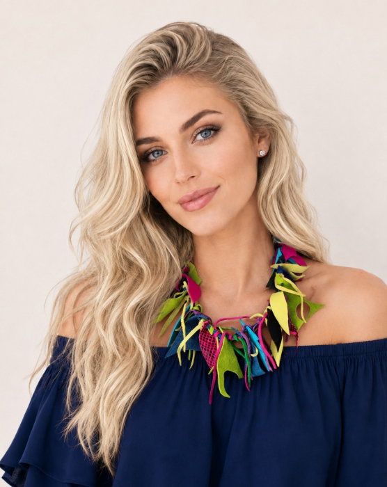 Colier multicolor handmade din piele naturala