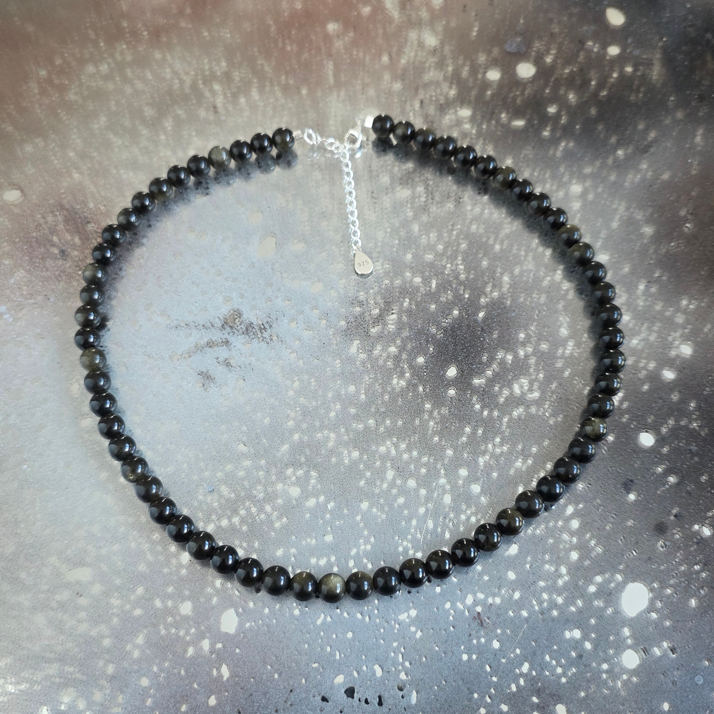 Colier obsidian auriu Silence #230