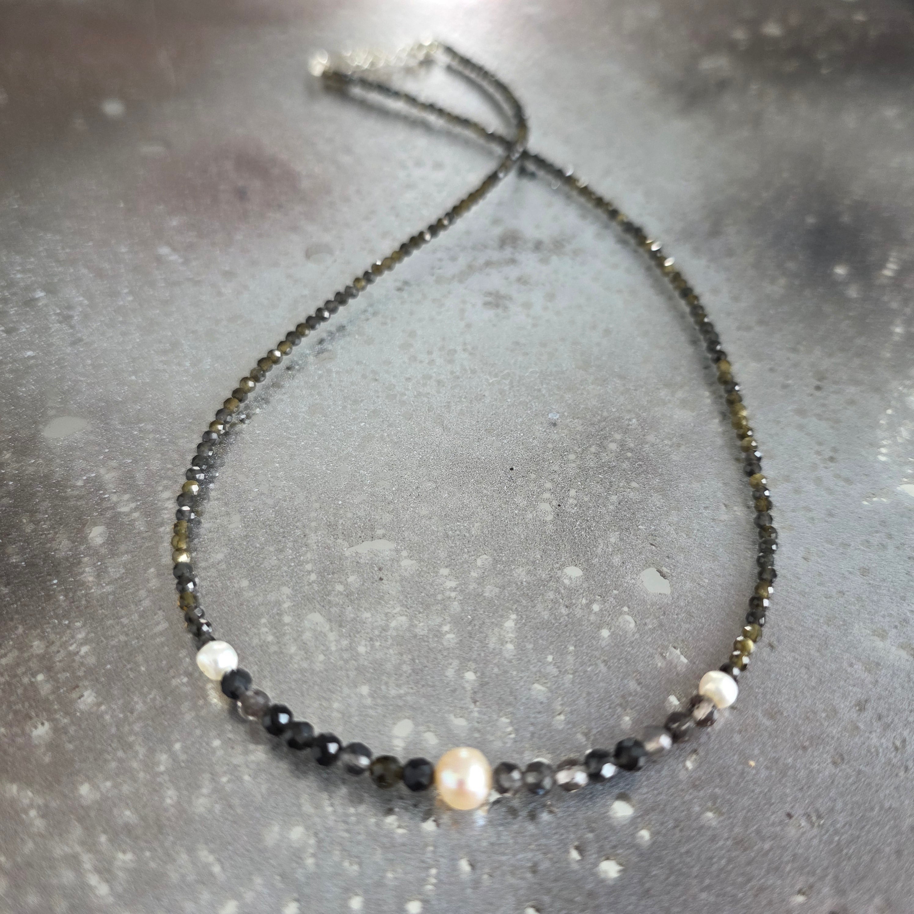 Colier obsidian si perle Silence#41