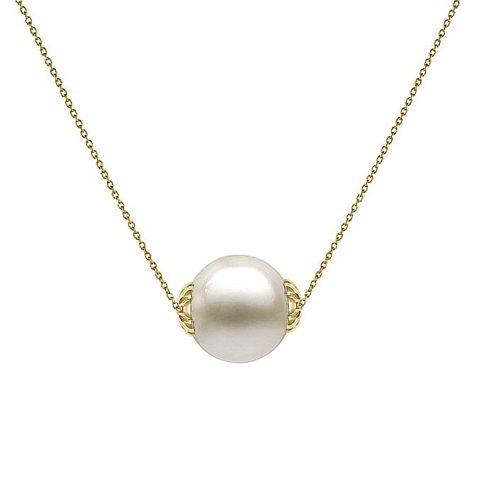 Colier Perla Naturala Alba 9-10 mm, Calitate AAA, Aur 14K KASKADDA