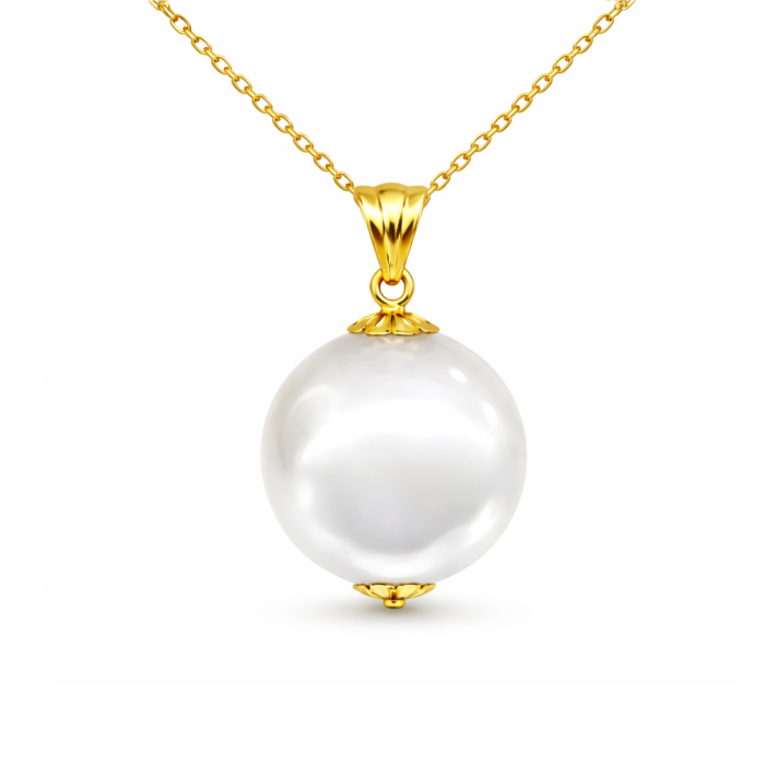 Colier Perla Naturala Alba Edison, 12,5-13 mm, Aur 14K (aur 585) KASKADDA