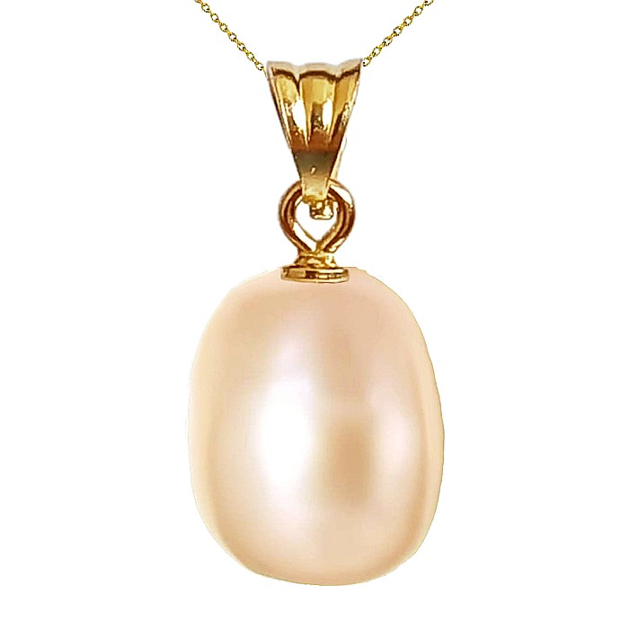 Colier Perla Naturala Crem, 11 9 mm, Lacrima, Aur 14K (aur 585) KASKADDA