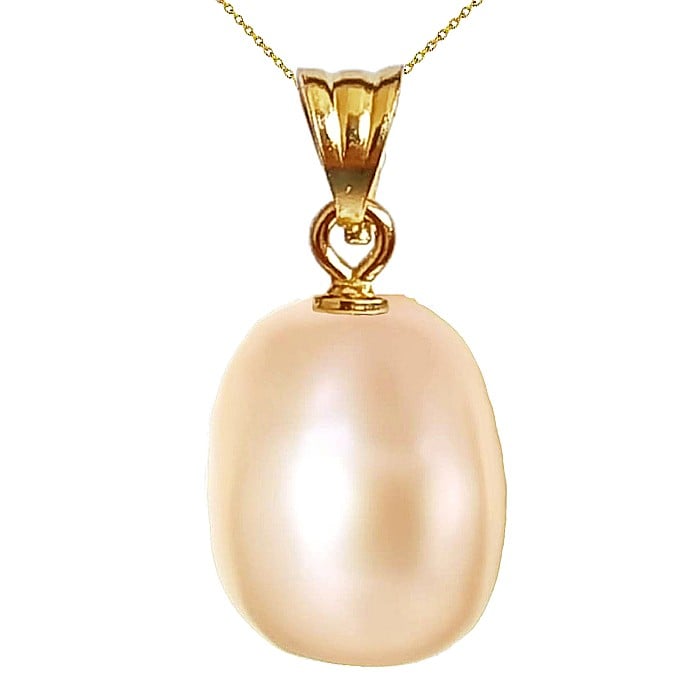 Colier Perla Naturala Crem, 12 9 mm, Lacrima, Aur 14K (aur 585) KASKADDA