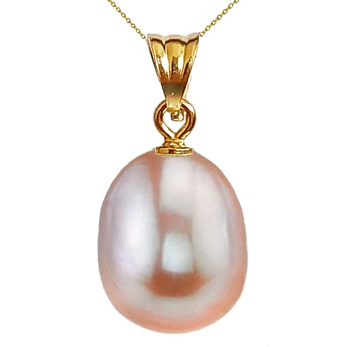 Colier Perla Naturala Lavanda, 12 9 mm, Lacrima, Aur 14K (aur 585) KASKADDA