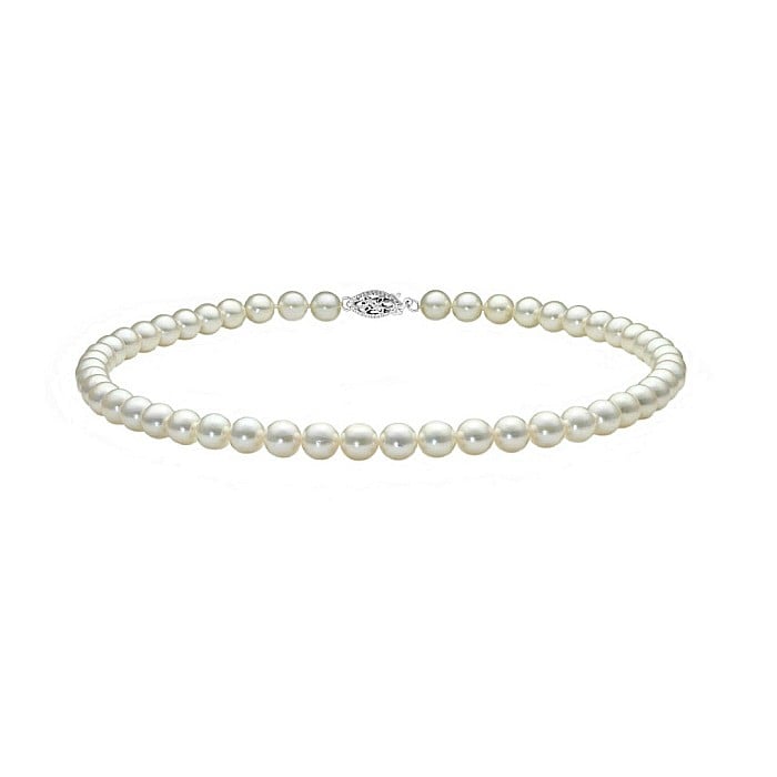 Colier Perle Akoya Japoneze 5,5-6 mm, Aur Alb 14K cu Inchizatoare Filigranata KASKADDA